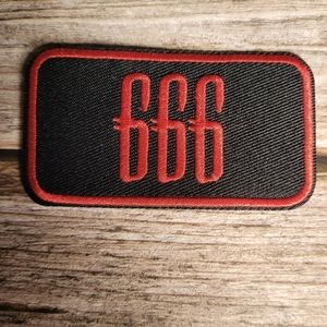 666 Red Black Rectangle Satanic Occult Goth Iron on Patch
